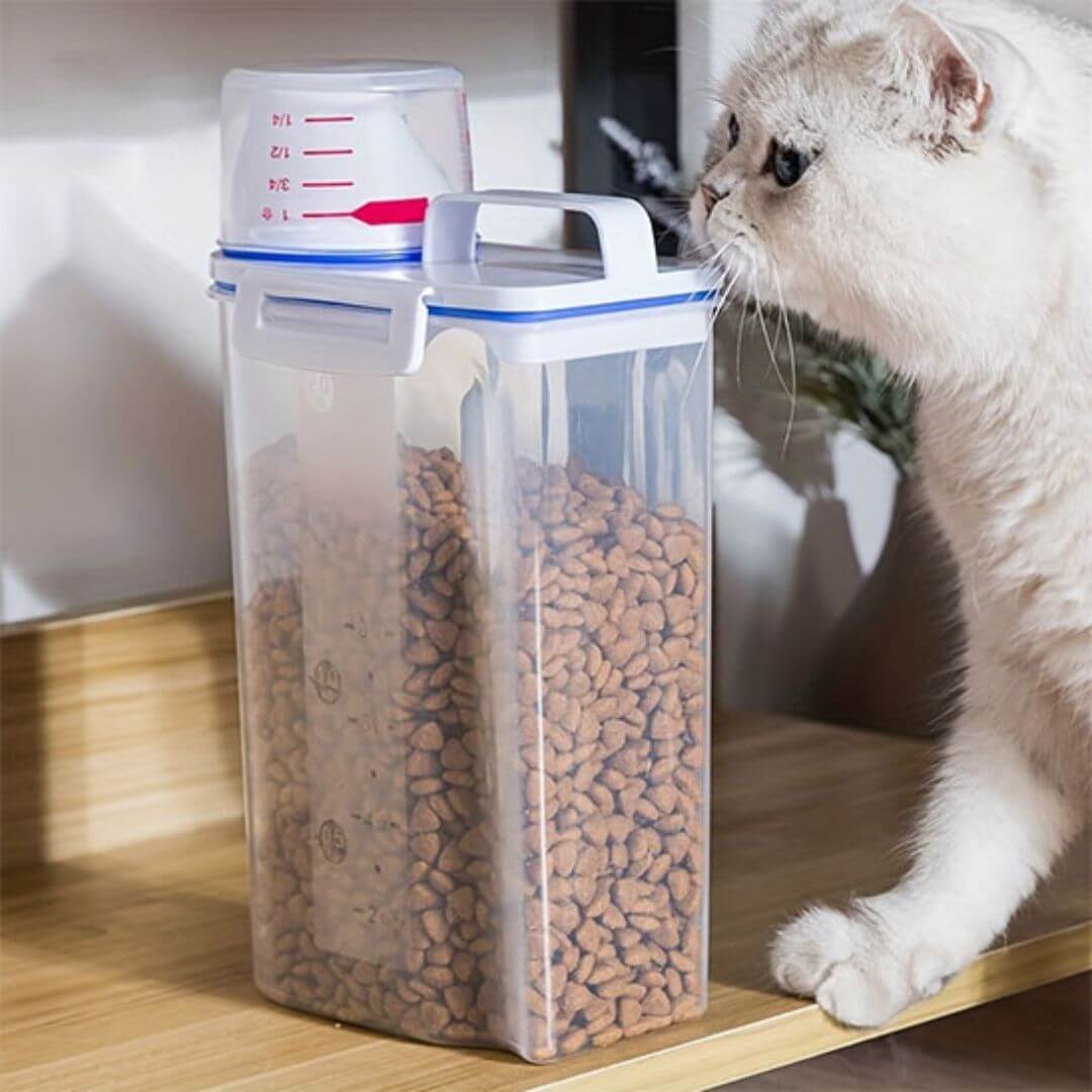 BOITE À CROQUETTES POUR CHAT | Distributeur croquettes™ - opaschats