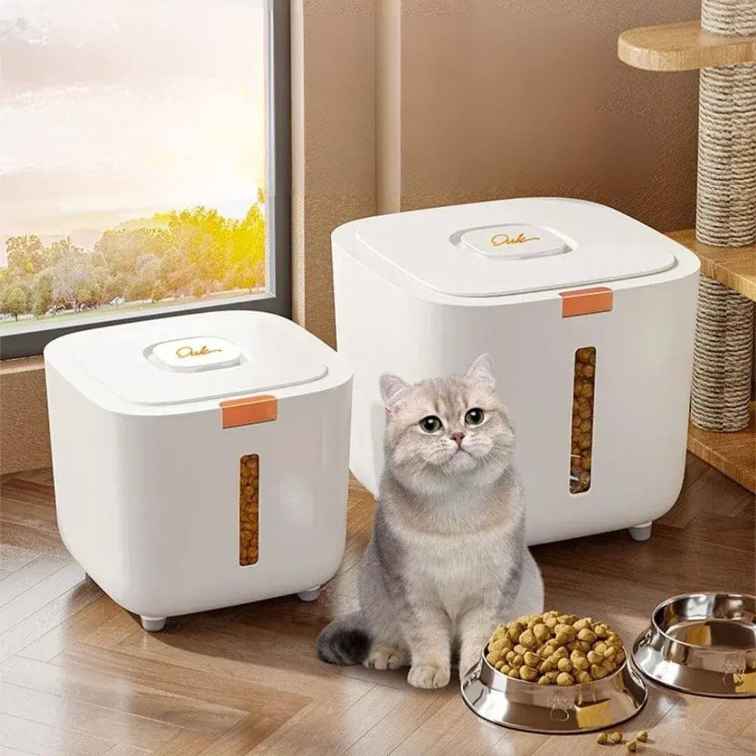 BOITE À CROQUETTES POUR CHAT | Rangement hermétique et pratique™ - opaschats
