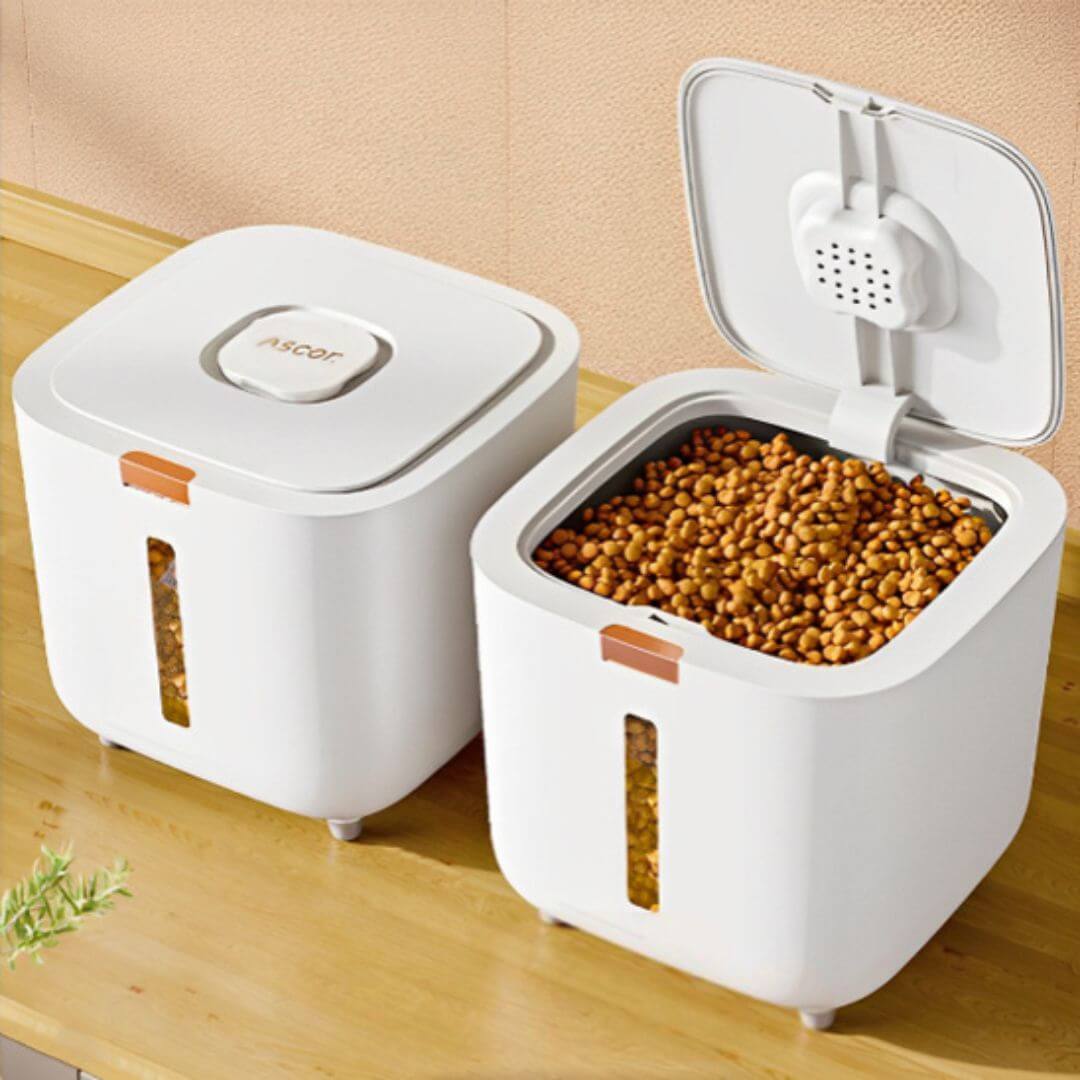 BOITE À CROQUETTES POUR CHAT | Rangement hermétique et pratique™ - opaschats