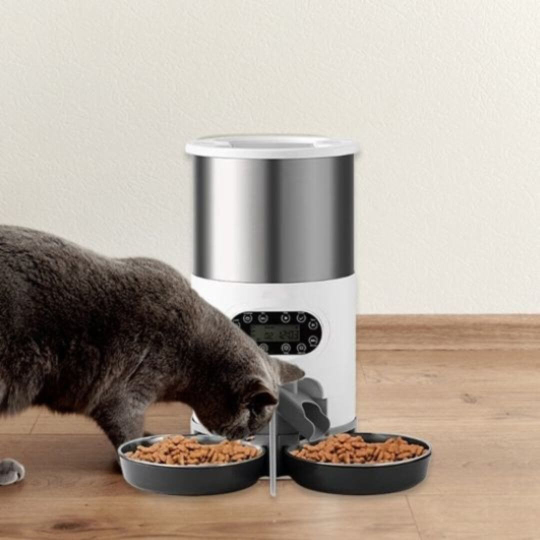 DISTRIBUTEUR AUTOMATIQUE CROQUETTES CHAT | Double Bol™ - opaschats