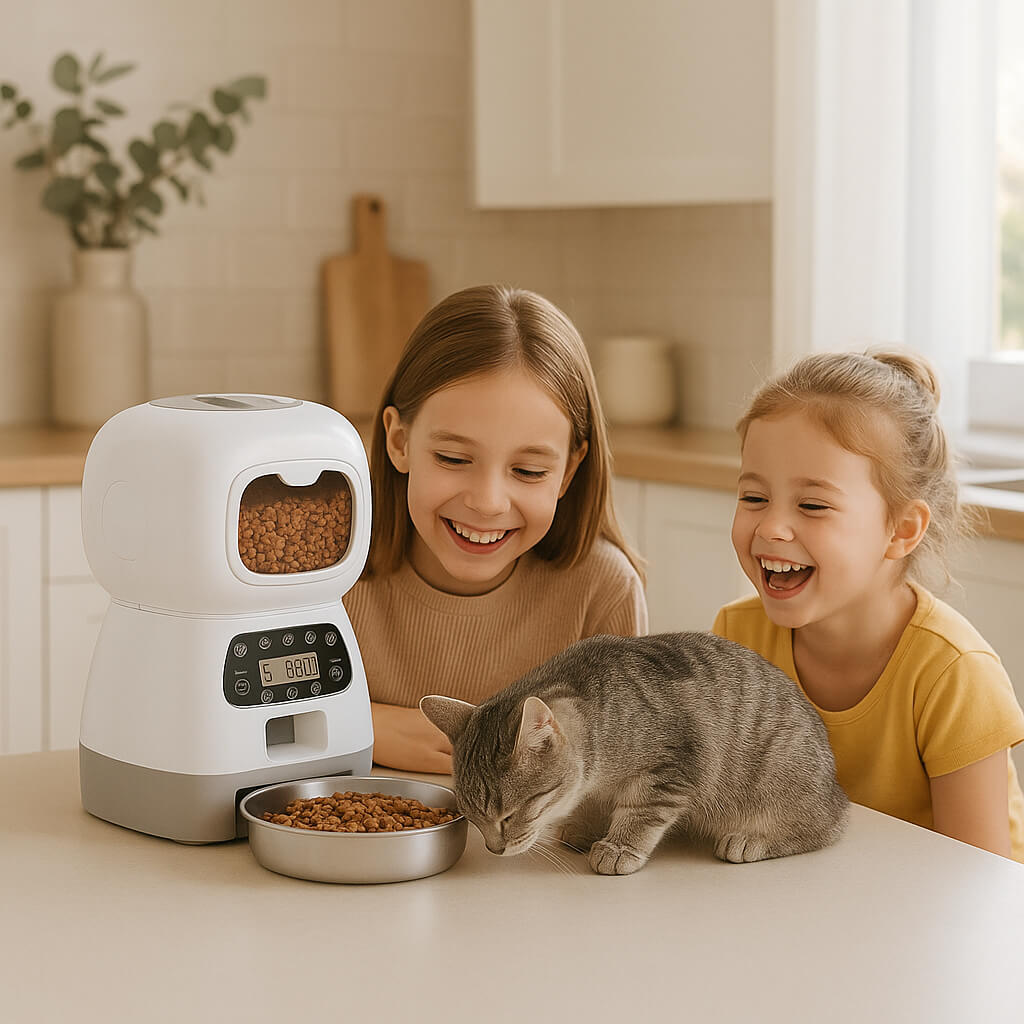 DISTRIBUTEUR DE CROQUETTES CHAT | Programmation à distance™ - opaschats