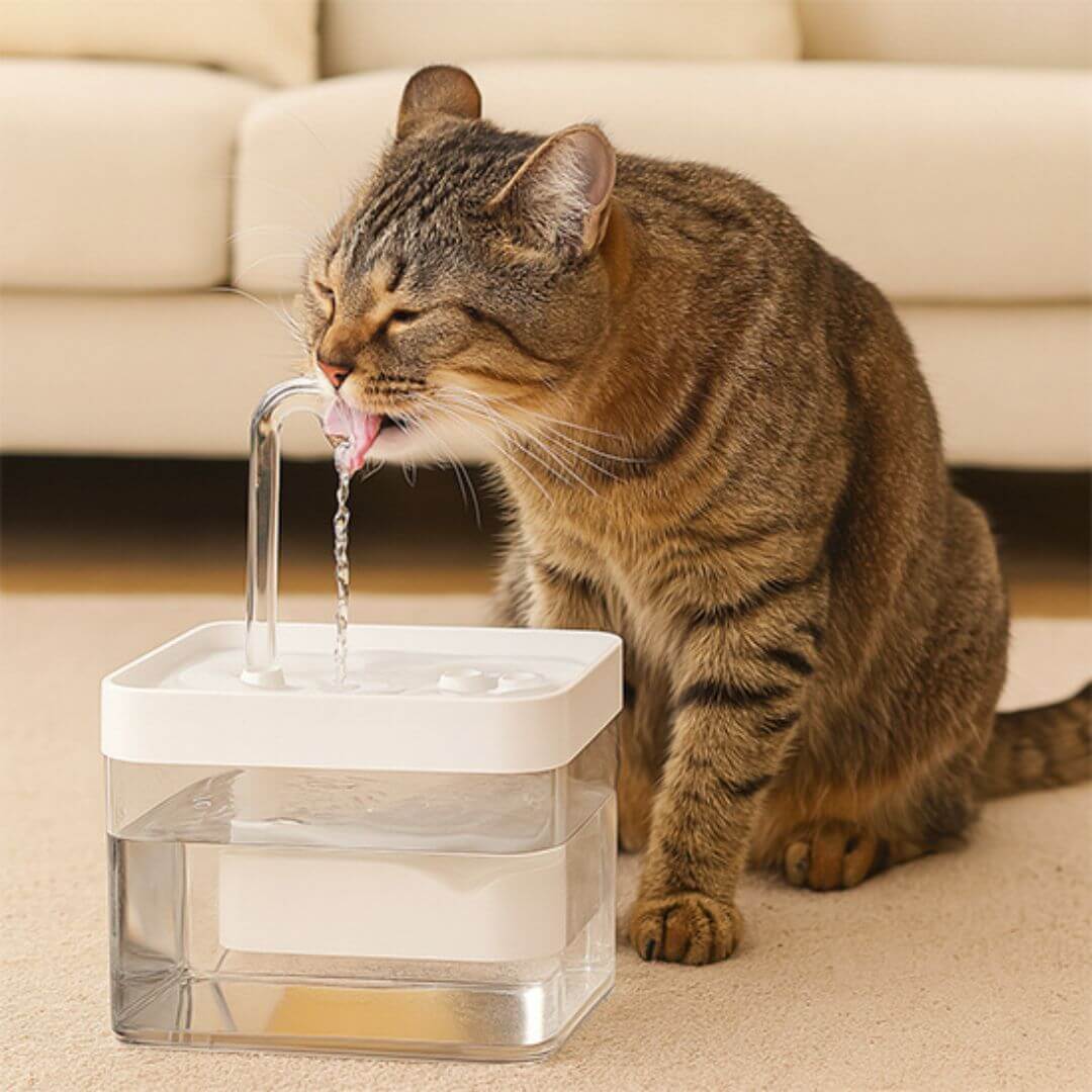 fontaine Ă eau chat blanche