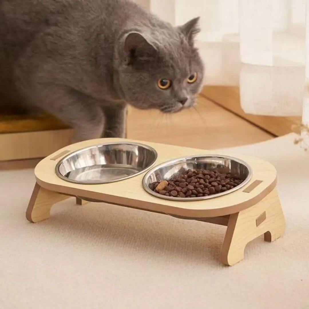 GAMELLE CHAT SURÉLEVÉE | En Bambou™ - opaschats