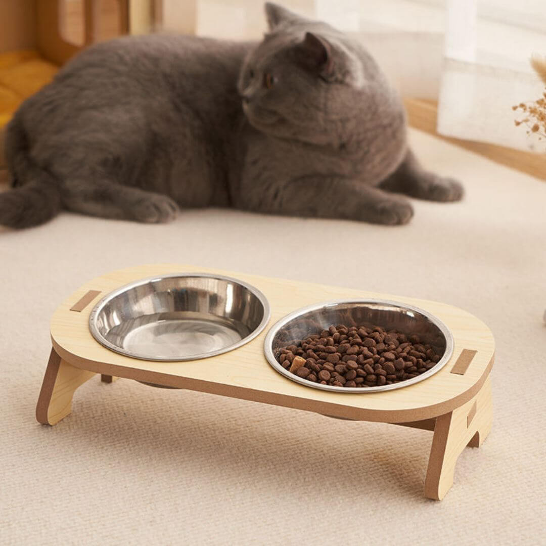 GAMELLE CHAT SURÉLEVÉE | En Bambou™ - opaschats