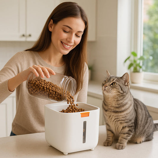 BOITE À CROQUETTES POUR CHAT | Rangement hermétique et pratique™ - opaschats