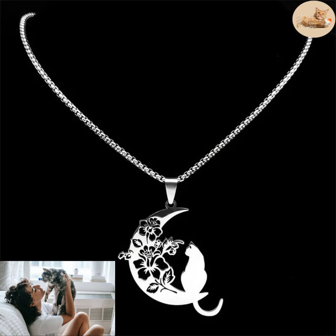 collier chat femme - pendentif acier inoxydable™ - Opaschats