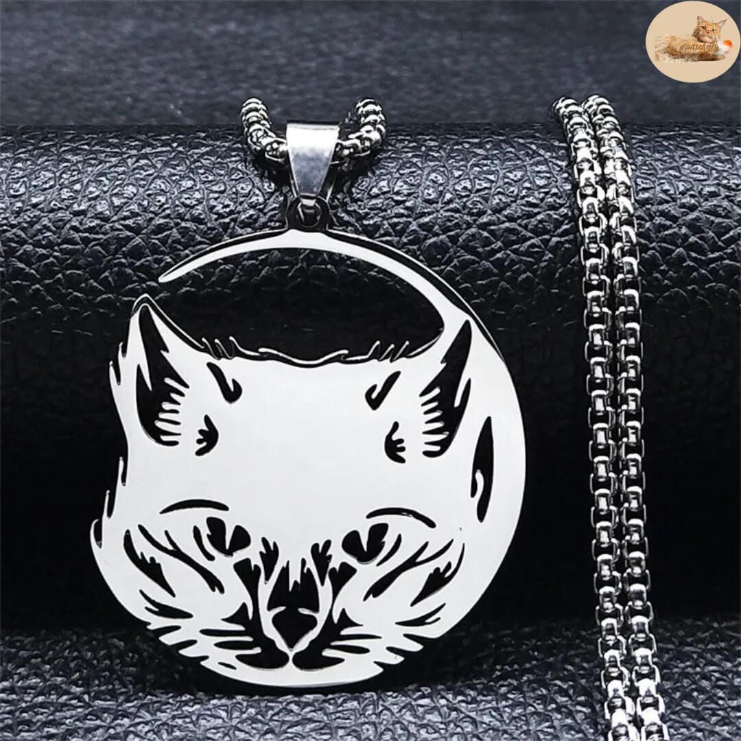 collier chat femme - pendentif acier inoxydable™ - Opaschats