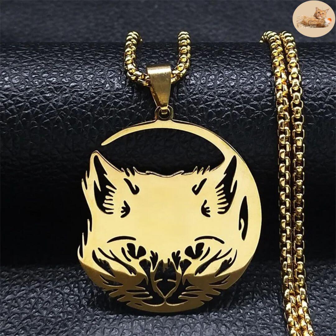 collier chat femme - pendentif acier inoxydable™ - Opaschats