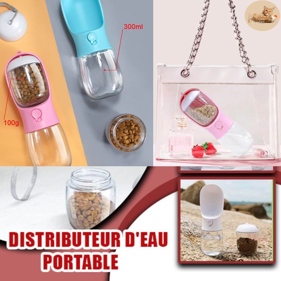 gourde chat 2 en 1 - 2 in 1 transportable water bottle™ - Opaschats